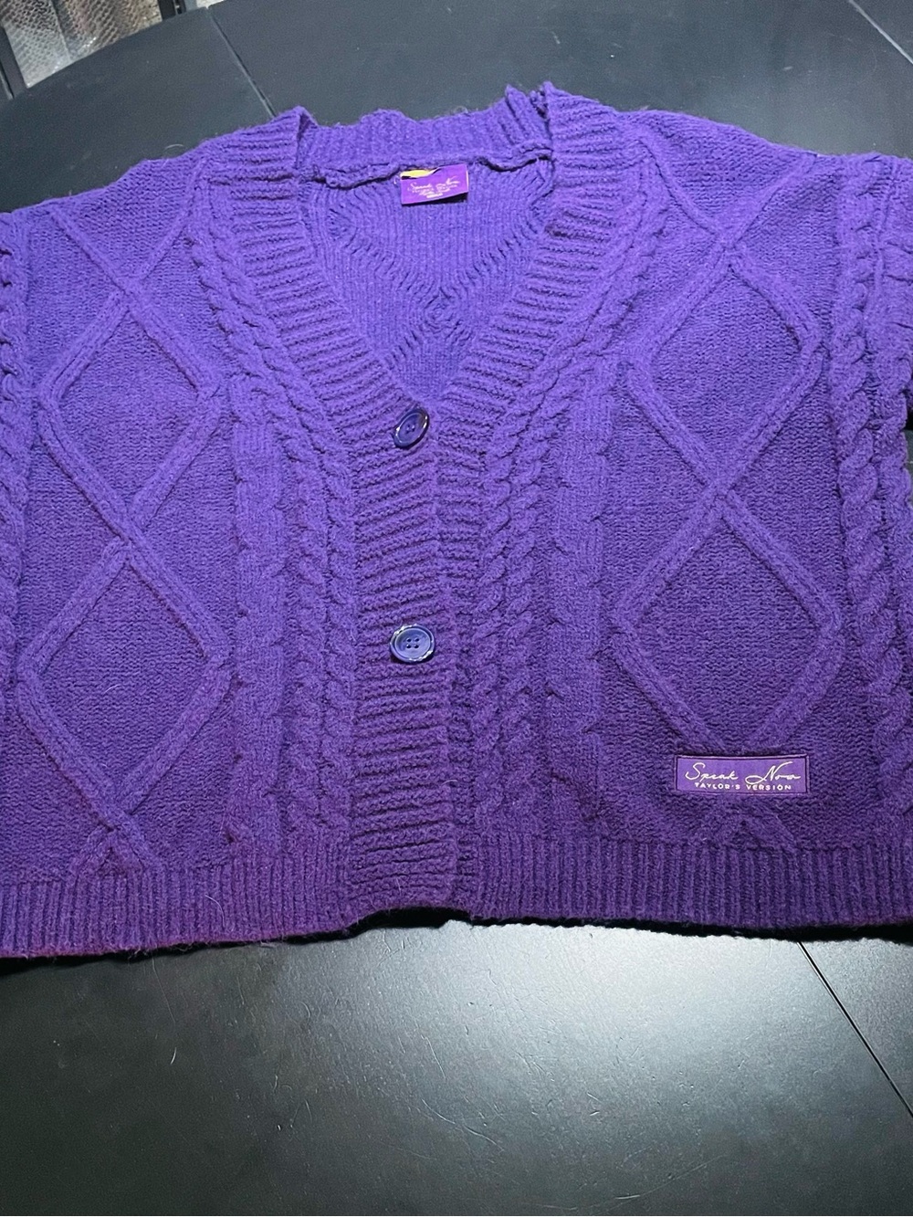 Speak Now Taylor Swift Cardigan Womens MD/LG sweater Purple Cable Knit swiftie